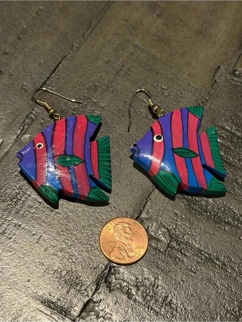 Handcrafted Fish Drop Earrings in Pink, Blue & Green Aspen Traders